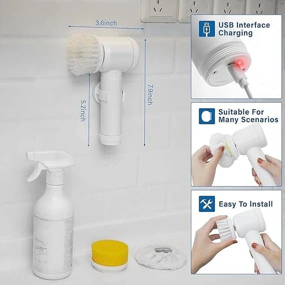 ScrubWhirl™ – 5 - in - 1 Spin Brush | For Tiles, Corners & More | Daily Cleaning - India Ease