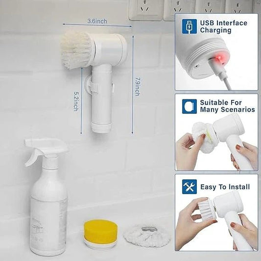 ScrubWhirl™ – 5 - in - 1 Spin Brush | For Tiles, Corners & More | Daily Cleaning - India Ease