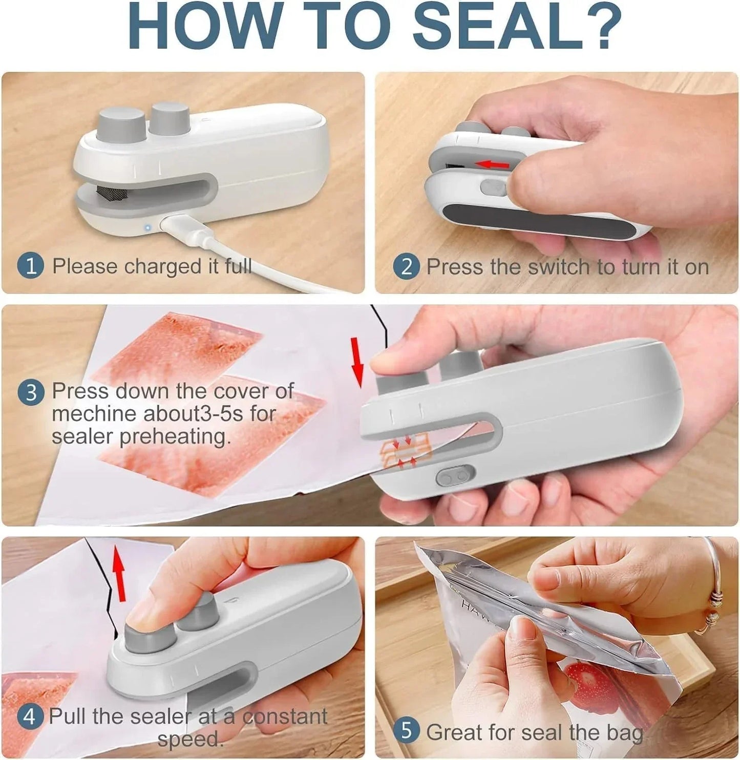 FreshLock™ – Portable Mini Sealer | No Preheating Needed | Airtight Seal - India Ease