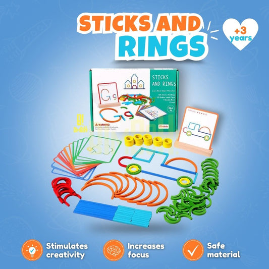 BuildWise™ – Montessori Sticks & Rings Puzzle Set - India Ease